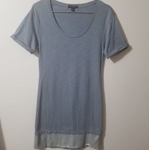 Banana Republic Blue Sheath Midi Dress with Cuffed Sleeves